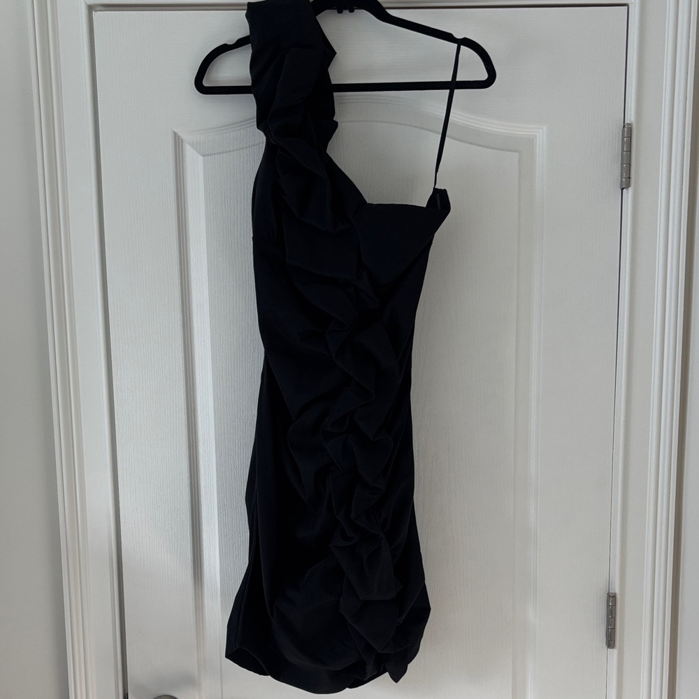 S.L. Fashions Black One-Shoulder Dress